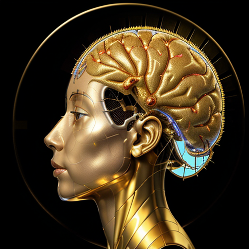 A colossal, intricate neural network rendered in shimmering gold and silver, overlaid onto a detailed human brain scan.